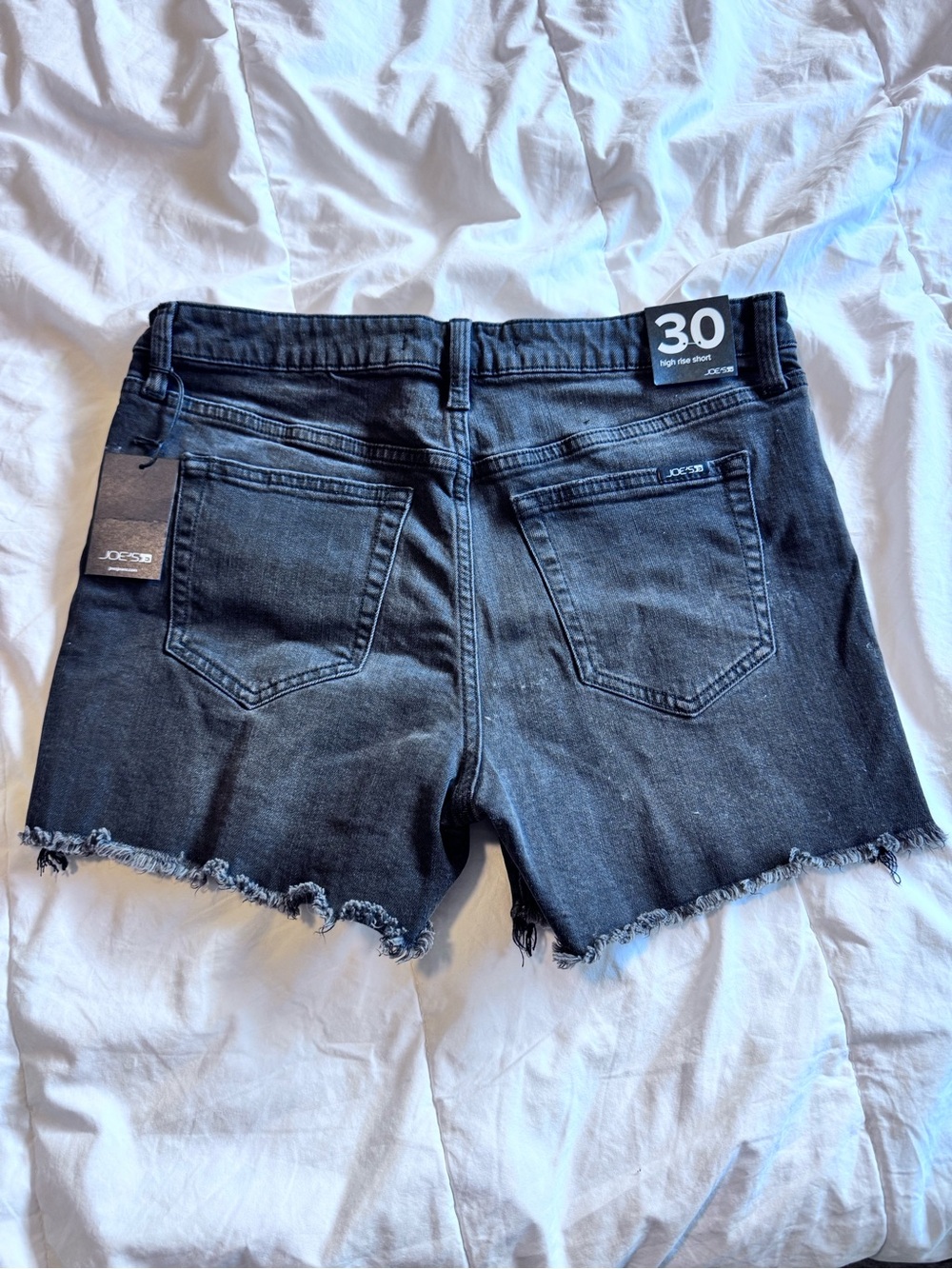 Joe's Jeans Black Frayed Hem High-Rise Denim Shorts